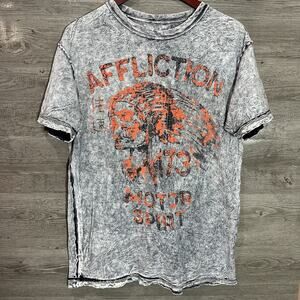 Affliction Reversible Distressed T-shirt Sz Large American Customs Motor Spirit